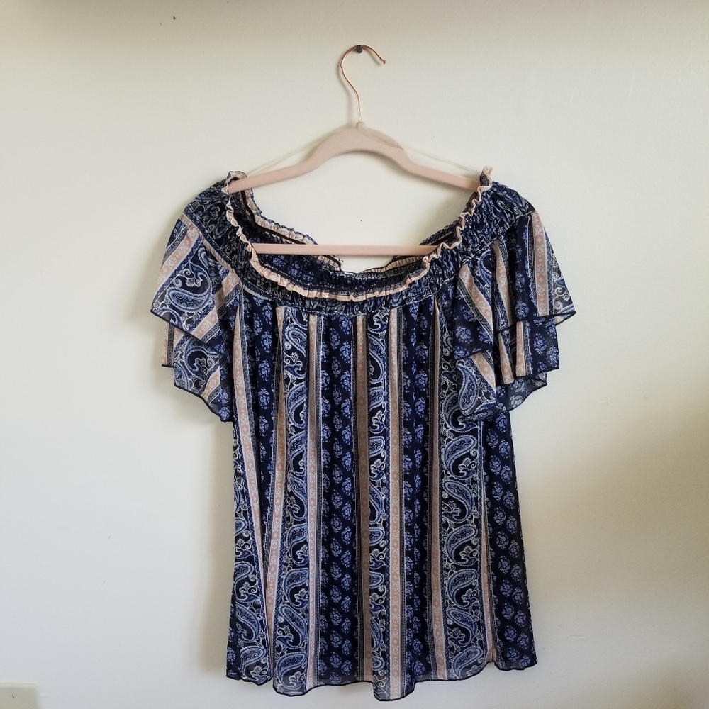 Ruffled Sleeve Off The Shoulder Blouse - Picture 3 of 5